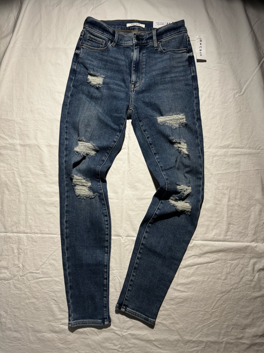 PacSun Dark Wash High Rise Jeggings Distressed Skinny Jeans Size 26 NWT